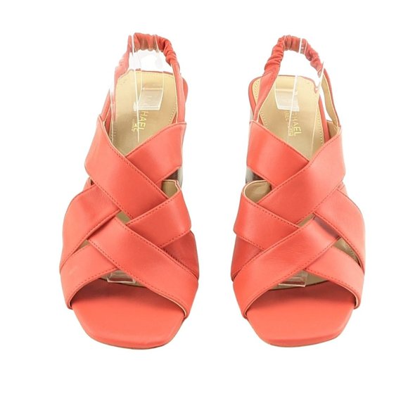 NEW Michael Kors Red Slingback Chunky Heel Clog Sandals Open Toe Women's Size 6 - Picture 2 of 8